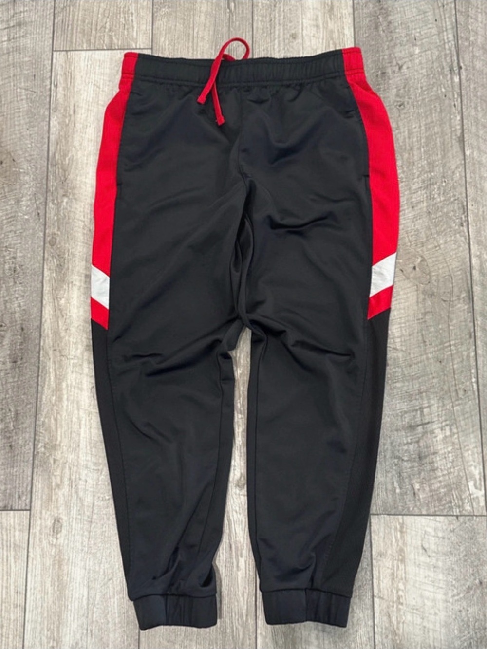 Athletic Works Boys Track Jogger Pants Black
Red Gray Size 10-12 Husky
